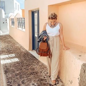 White and tan jumpsuit